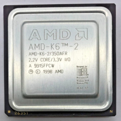 AMD-K6-2/350AFR -AMD K6-2 350MHz - 2.2V CORE/3.3V - A 9915FPCW - Socket 7 #1170