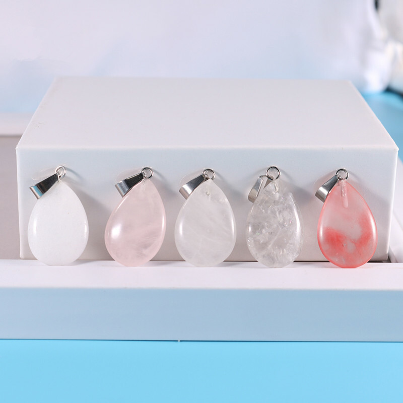 Wholesale 50pcs Mixed Natural Stone Water Drop Pendants Necklace