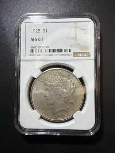 1925 Peace Dollar NGC MS 61 90% Silver Dollar Under Wholesale