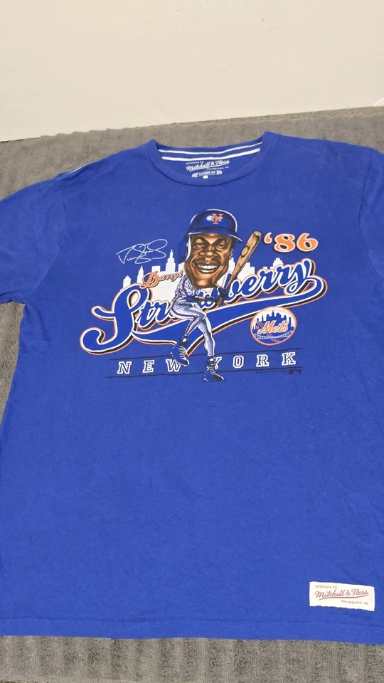 Rare Darryl Strawberry NY Mets '86 Mitchell & Ness Caricature T-Shirt Sz L EUC - Image 2 of 4