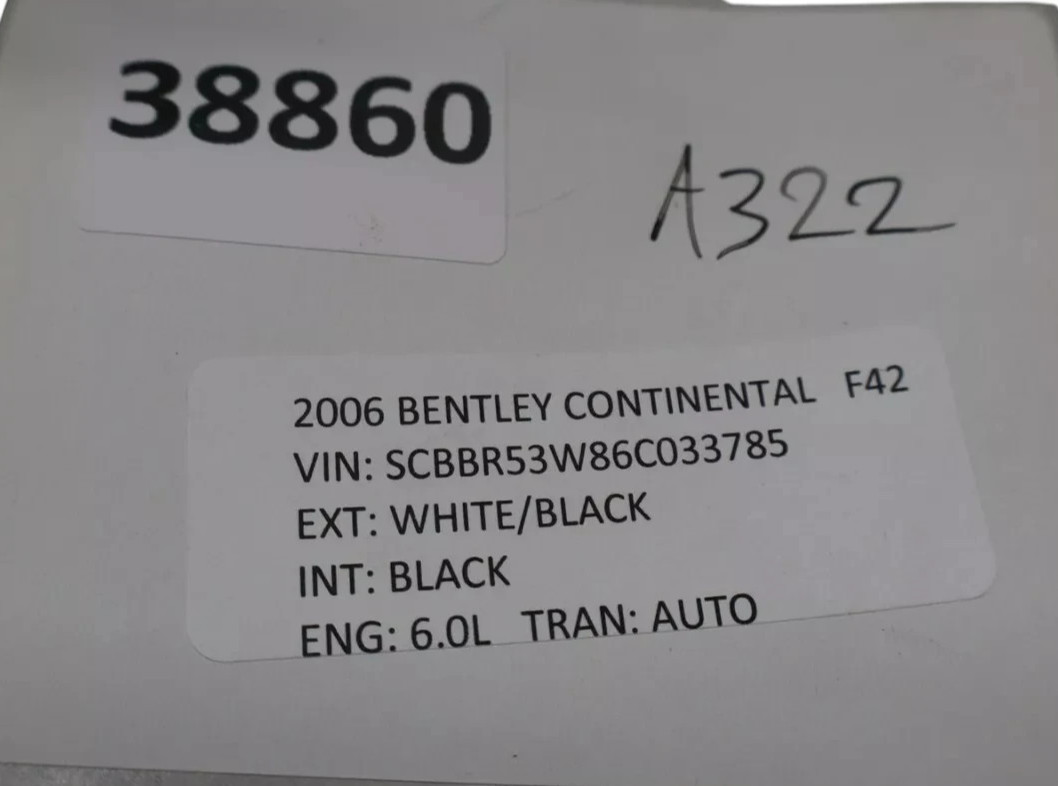 06-13 Bentley Continental Flying Spur Interior Center Rear View Mirror Black OEM