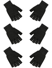 SLIUGLOVEUN 3 Pairs Fingerless Gloves for Women Men Teens Winter Half Finger Bla