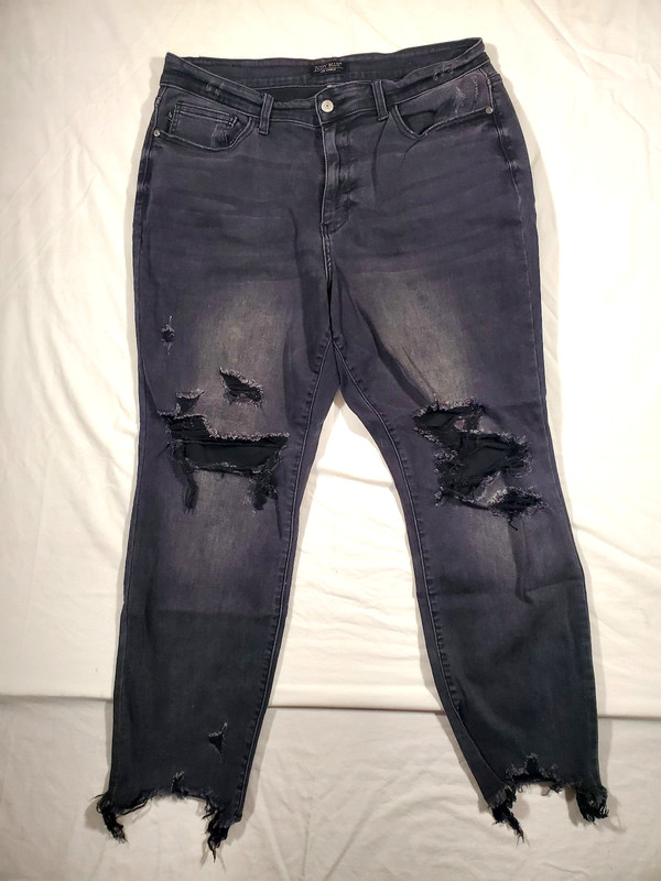 Judy Blue Boyfriend Fit Jeans -Womens 18W- Black Stretch High Waist JB82296BK