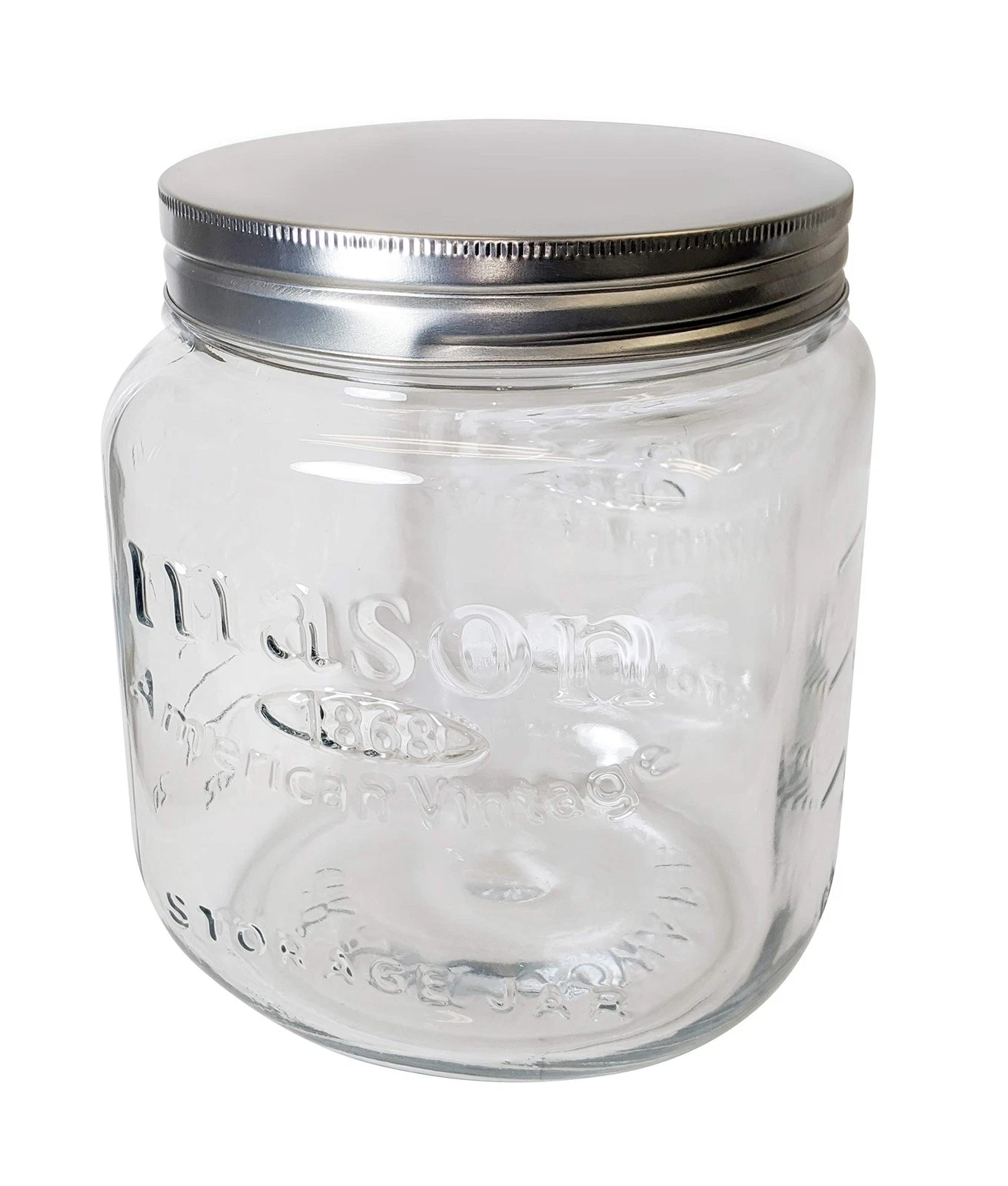 Grant Howard Jumbo Mason Embossed Glass Storage Jar, 92 Ounces, Clear,Jars