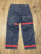 Marithe Francois Girbaud Menswear Denim Cargo Pants Red Trim Accents