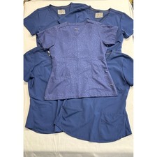 Jockey Skechers Scrub Tops Lot 5 Navy Blue Animal Print V-Neck Medical Women M