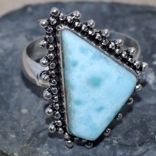 Larimar 925 Silver Plated Ring US 9 Perfect For Gifting JW
