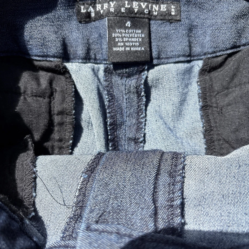 Larry Levine Women’s Stretch Dark Wash Soft Denim Bermuda Capri Shorts Size 4 - Image 3 of 4