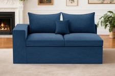 Cloud Boneless Loveseat Sofa for Small Spaces Blue Corduroy Foam Couch 2-Seater