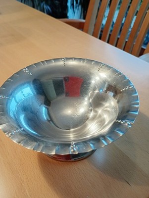 Wellner Art Deko Antike Schale mit Fuß, signiert: schwer versilbert, D:13,5 cm