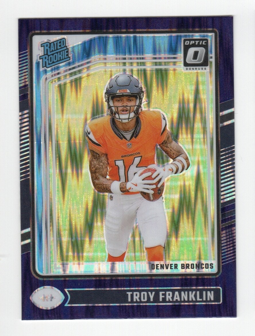 Troy Franklin 2024 Donruss Optic #294 Purple Shock Denver Broncos RC