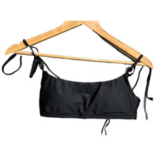 Reimagined by J.CREW Black Tie Strap Women's Swimsuit Bikini Top Size S