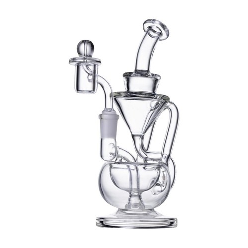 Tubo acqua grado umano 8" riciclatore 1A ACCENTI CHIARI/VERDI vetro boro fatto a mano - Foto 3 di 5