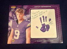 2024 Panini NFL INSTANT IMPRESSIONS JJ McCarthy 1/1 Rookie RC On Card Auto 18x24