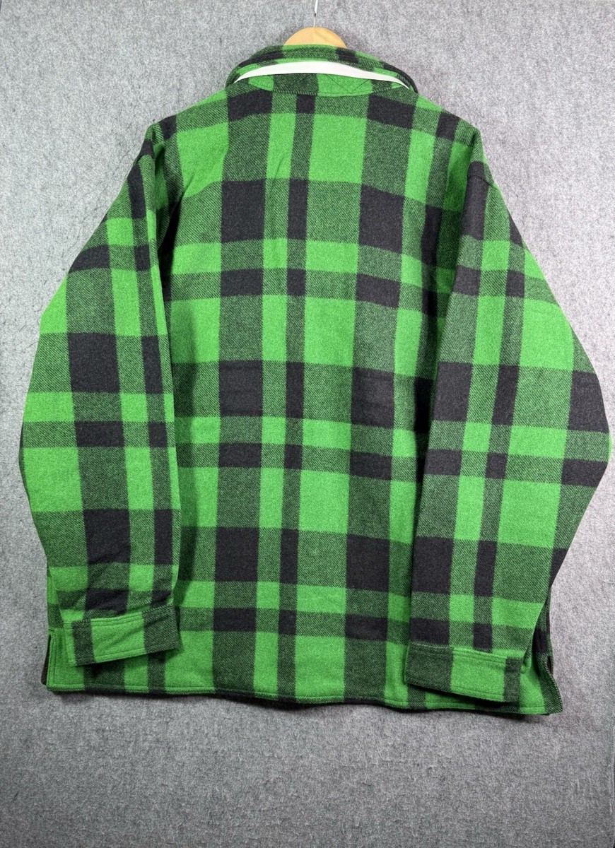 C.C. Filson Mackinaw Wool Jac Shirt Jacket Lined Acid Green