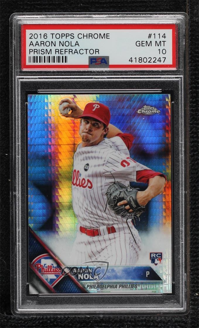 2016 Topps Chrome Prism Refractor Aaron Nola #114 PSA 10 GEM MT Rookie RC 08rs