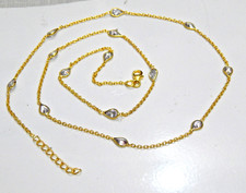 925 Sterling Silver cubic zirconia gold plated necklace handmade gift for her