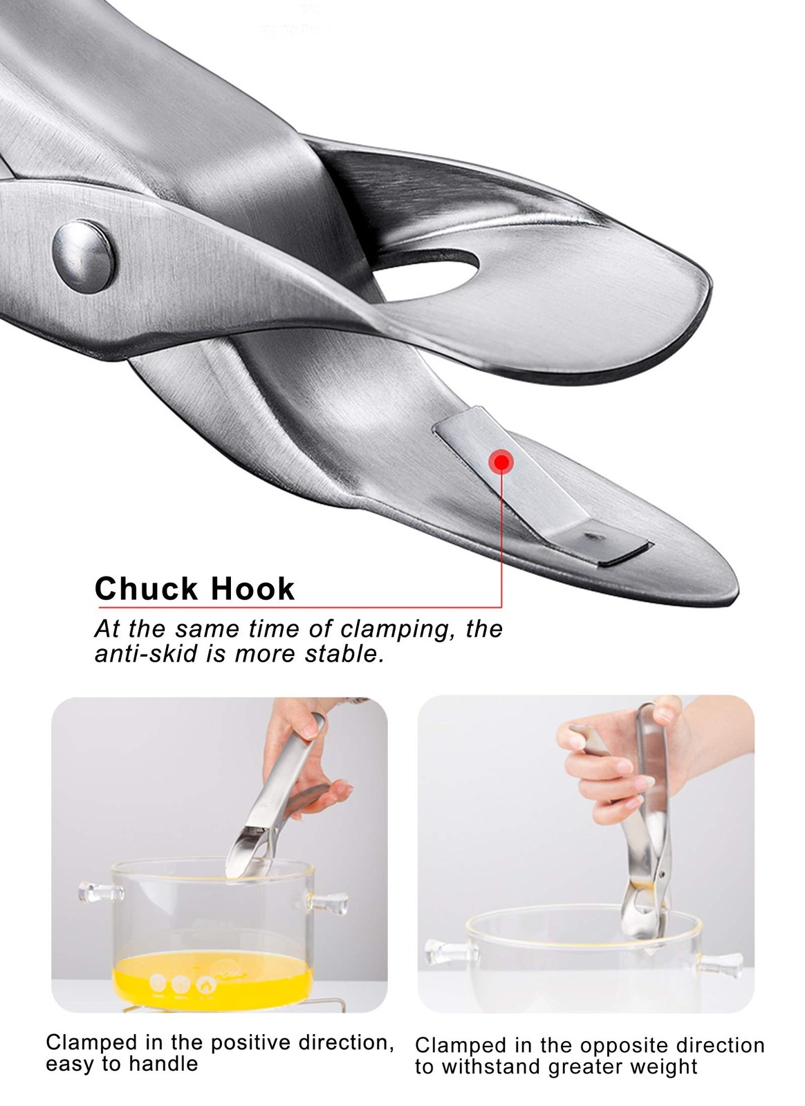 304 Stainless Steel Anti-Hot Bowl Dish Plate Gripper Clip Clamp Holder for Mo...