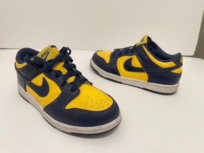 Nike Dunk Low PS 'Michigan' Kids SZ 1.5Y Varsity Maize Midnight Navy CW1588-700