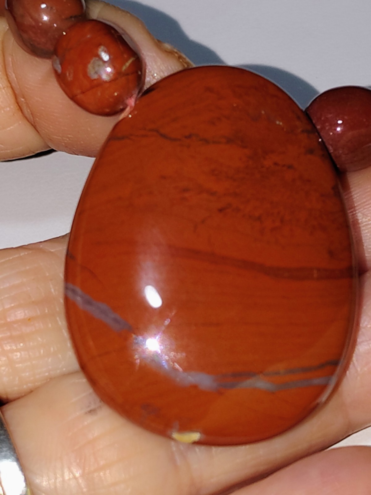Red Jasper Statement Necklace Large Oval Pendant … - image 9