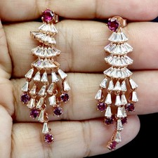 925 Sterling Silver Earrings Round Rhodolite Garnet 3.5mm Gemstone Jewelry