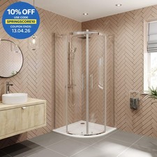 900 x 900mm Quadrant Shower Enclosure Frameless Walk In 8mm Glass Tray & Waste