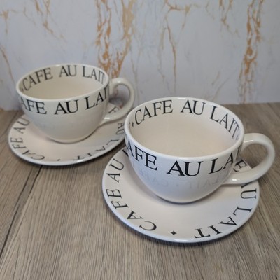 Whittard of Chelsea Jumbo groß Creme Cafe au Lait Kaffeetassen/Tassen & Untertassen x2