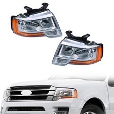 Headlight Assembly For Ford Expedition 2015-2017 Halogen Leftright Side Chrome Headlight Assembly For Ford Expedition 2015-2017 Halogen Leftright Side Chrome