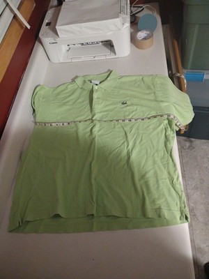 Lacoste Polo Shirt, Solid Lime Green, Short Sleeve  Men s Size 7 100% Cotton