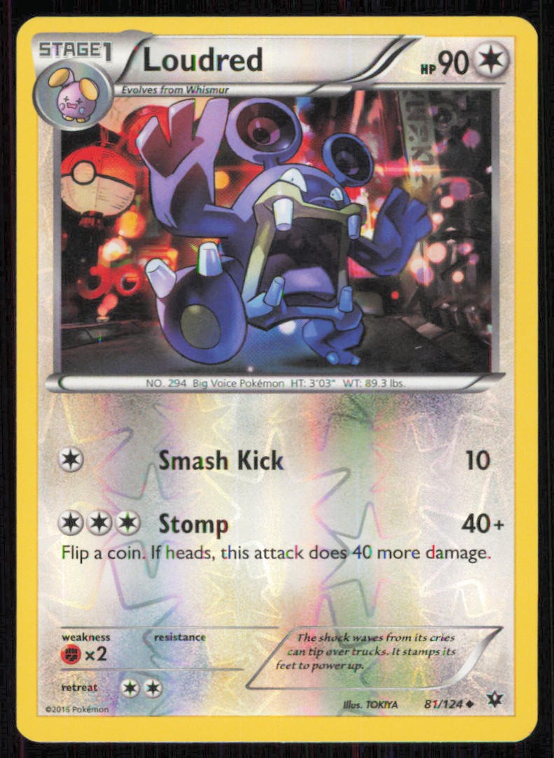 Loudred 81/124 Uncommon Fates Collide Pokemon Reverse Holo Lightly Played