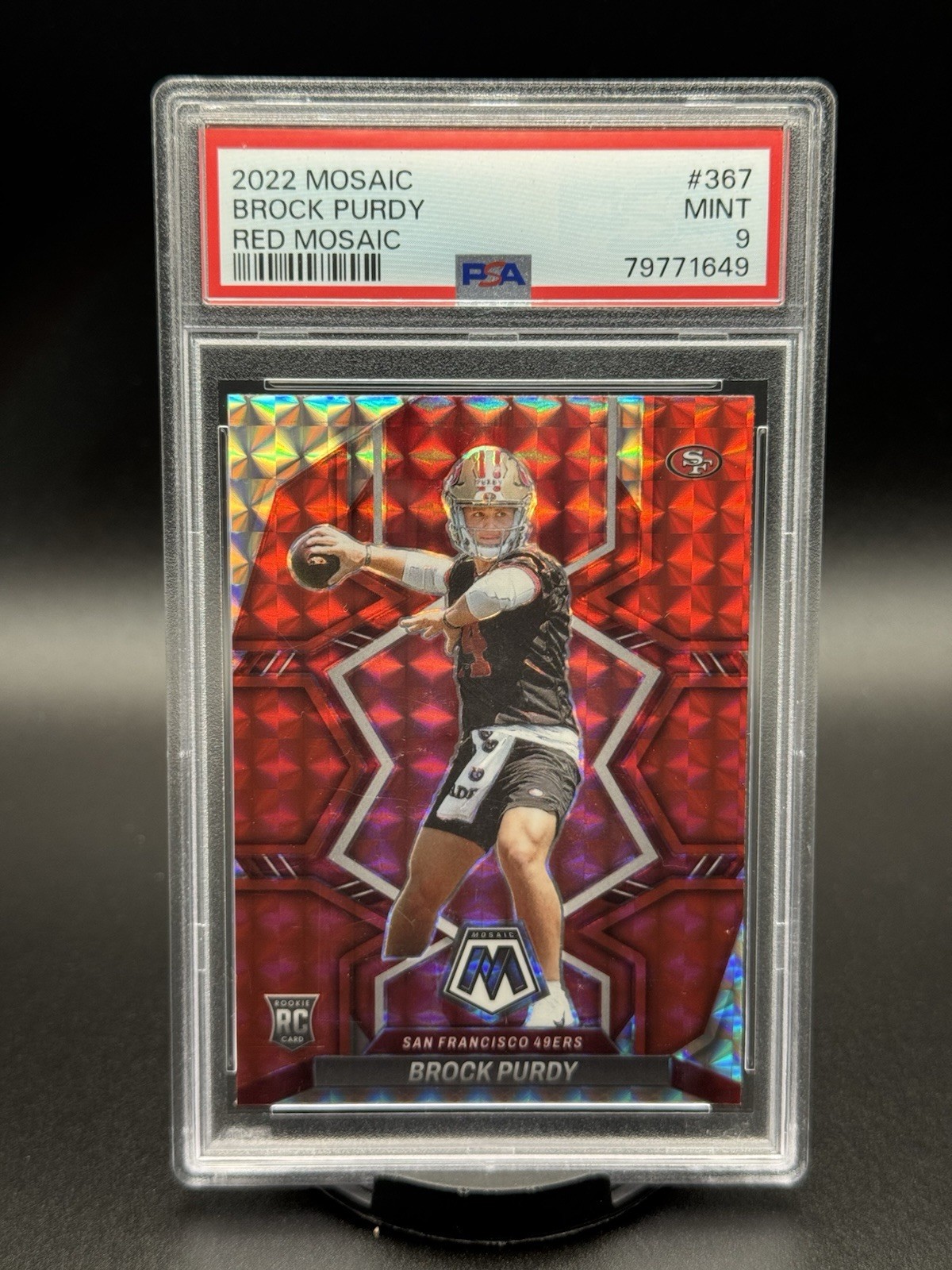 2022 PANINI MOSAIC #367 BROCK PURDY RED MOSAIC (RC) PSA 9