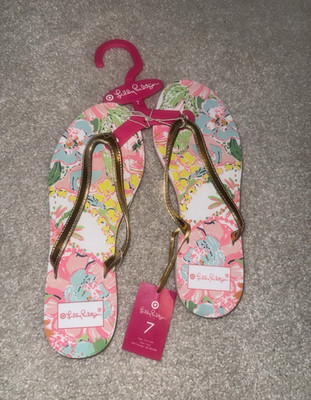 Lilly Pulitzer Women's Floral Flip Flop Sandals 7 - Limited Edition Target