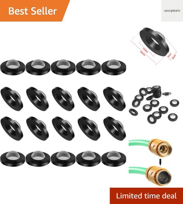 #ad 20 Pcs Hose Washer with Screen Filter Washers Stainless Steel amp; Black Rubber ... $10.44