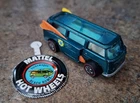 Vintage 1969 Hot Wheels Redline VW Beach Bomb in Aqua w/ Surfboards & Button