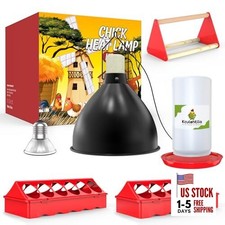 All-in-One Chick Brooder Kit with 75W Adjustable Heat Lamp, Spill-Proof Feeder