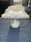 Westmoreland Milk Glass “Old Quilt” Pattern Banana Bowl, Partial Original Label