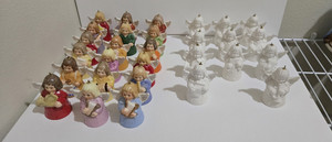 Goebel Hummel LOT#3 29 Ceramic Angel Christmas Bell Ornaments, Multicolor/White
