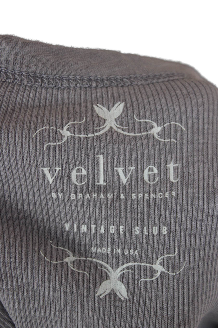 Velvet Womens Basic Solid Gray Cotton Round Neck … - image 6