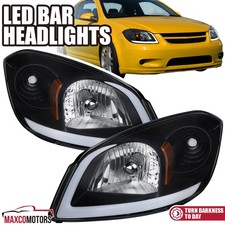 Black Fits 2005-2010 Chevy Cobalt 07-09 Pontiac G5 Drl Led Headlights Leftright