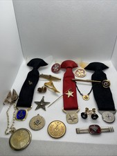 16 VINTAGE Eastern Star/Masonic fraternal lot of pins Tie Clips earrings OLD