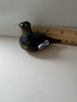 Oiva Toikka Nuutajarvi 1793 Black Pulmu Snow Bunting Art Glass