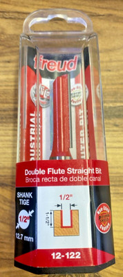 FREUD TOOLS 12-122 DOUBLE FLUTE STRAIGHT BIT.  1/2'' BY 1-1/2'' DEEP. (CJL006548)