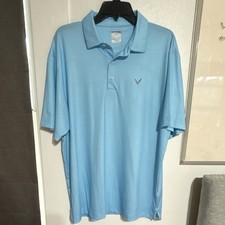 Callaway Opti-Dri Regular Fit Check Golf Polo Shirt Blue Short Sleeve Men's L
