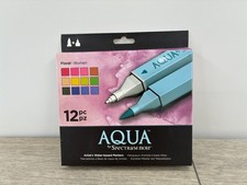 Spectrum noir Aqua Markers Water Base Floral Colors 12pc Mint in Box Dual Tip
