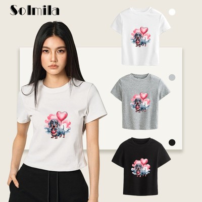 Basic Rundhals Slim Fit T-Shirt Freizeitkleidung Homewear Medium Stretch Stoff