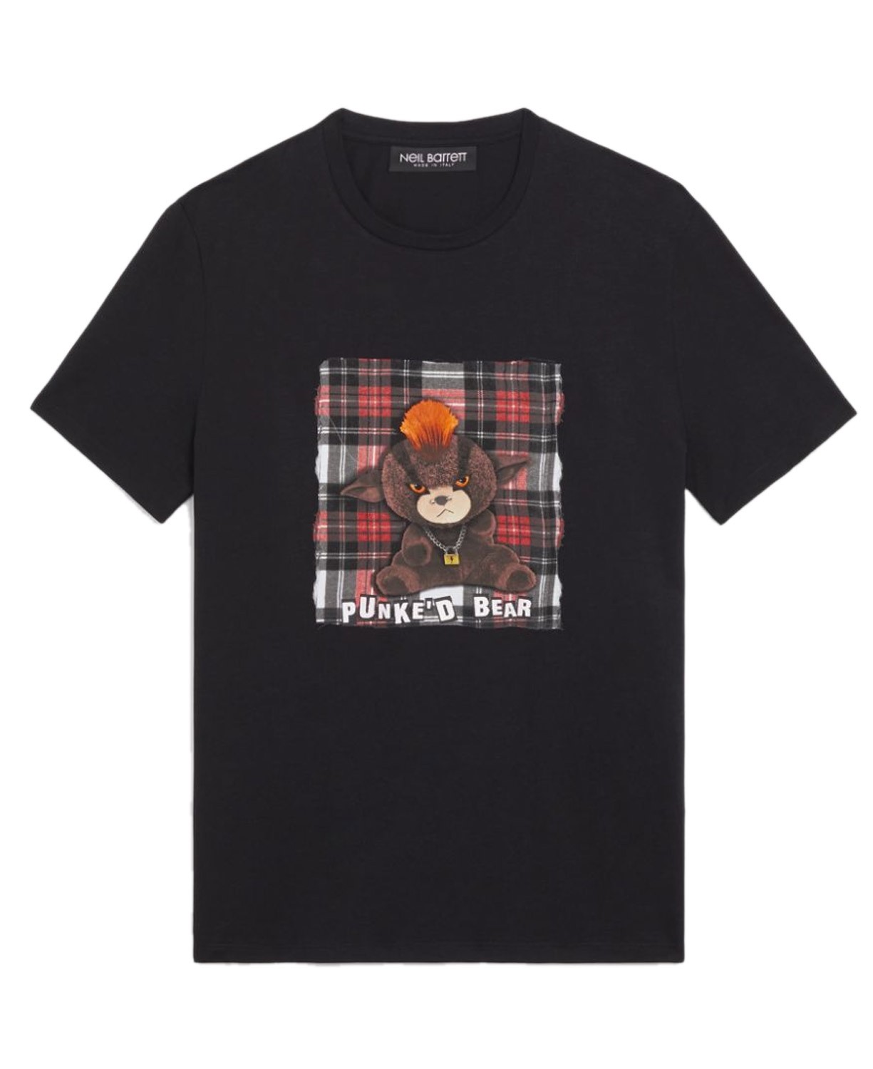 Мужская футболка из модального хлопка Neil Barrett с изображением медведя в стиле Панк средне-черного цвета 16790₽