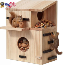 Large Wooden Squirrel House Outdoor,Squirrel Nesting Box with Dual Balconies