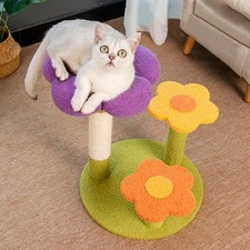 Flower Cat Tree Scratching Post Kitten Tower 18" - 3-Ply Jute & Wood