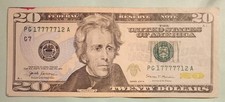  2017-A $20.00 FRN w/Fancy Lucky Five Sevens -Trinary- See Pics/You  Grade.