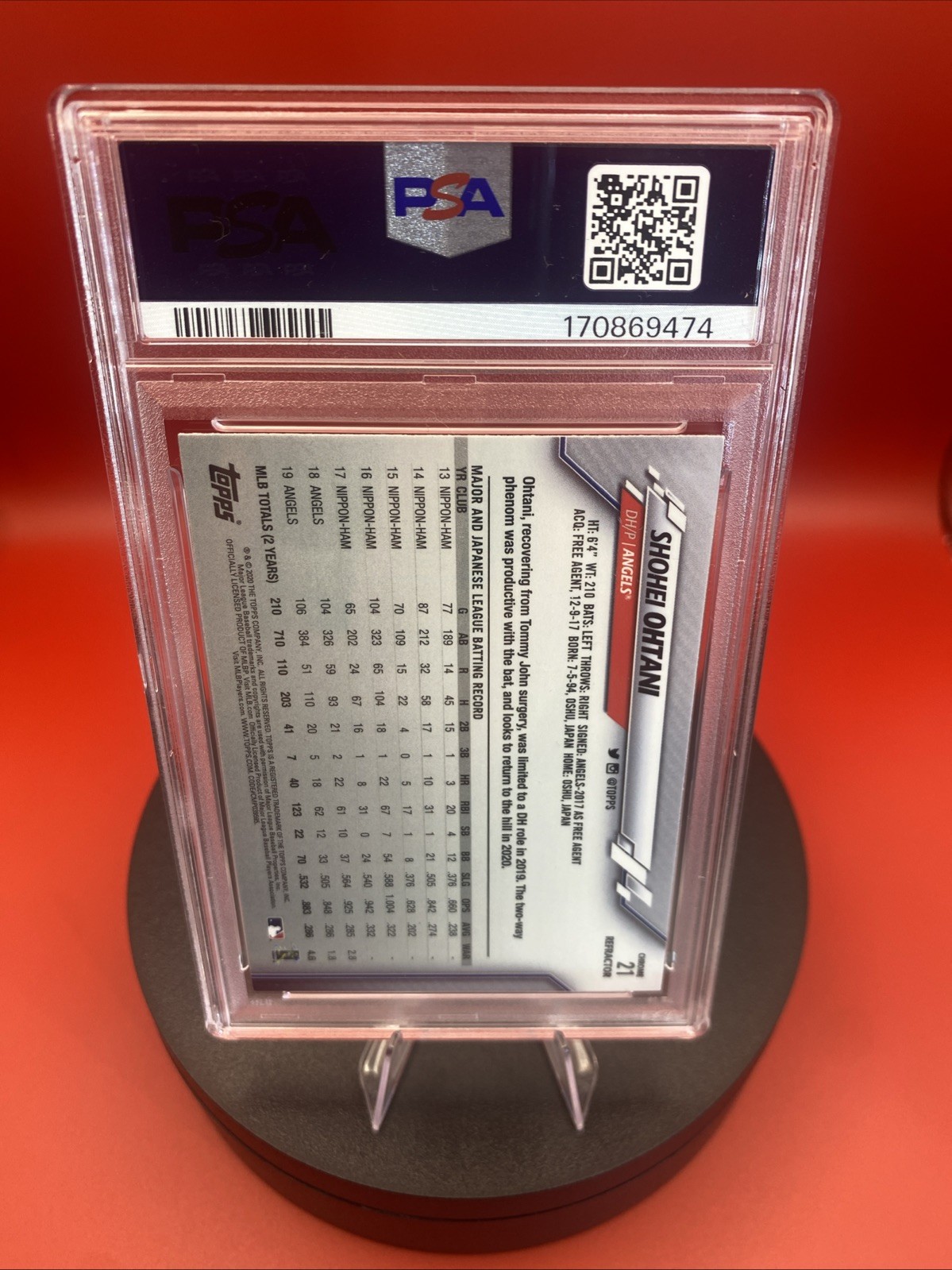 🏁 2020 Topps Chrome - Shohei Ohtani #21 🔥 X-Fractor PSA-7 Near Mint 🤩 view 5